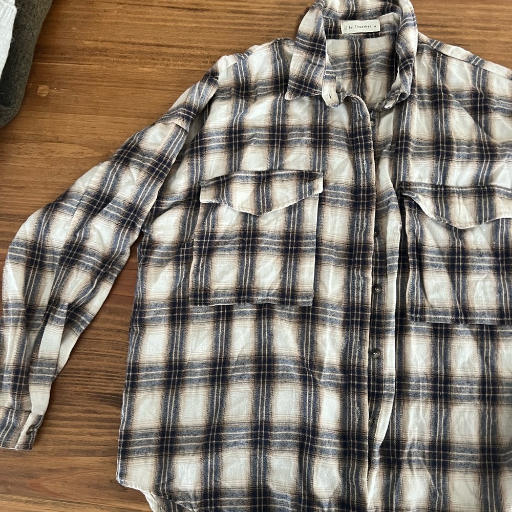Together Blue and Brown Plaid Shirt